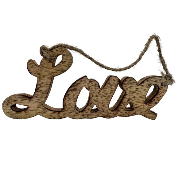 HANDCRAFTED WOODEN CHRISTMAS ORANAMENTS LOVE HEART SET 2 RUSTIC CABINCORE NEW - Picture 4 of 9